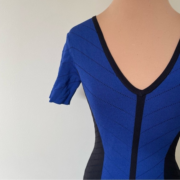 TORN BY RONNY KOBO Blue Black Color Block Knit Caterina Tyra Banks Dress NWT XS - Picture 9 of 12